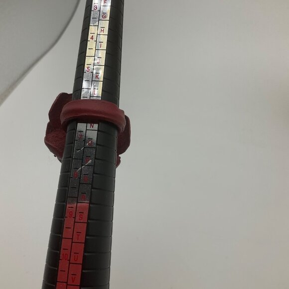 New Artisan Handmade Handcrafted Leather Red Flower Rose Ring Adjustable - Picture 8 of 13